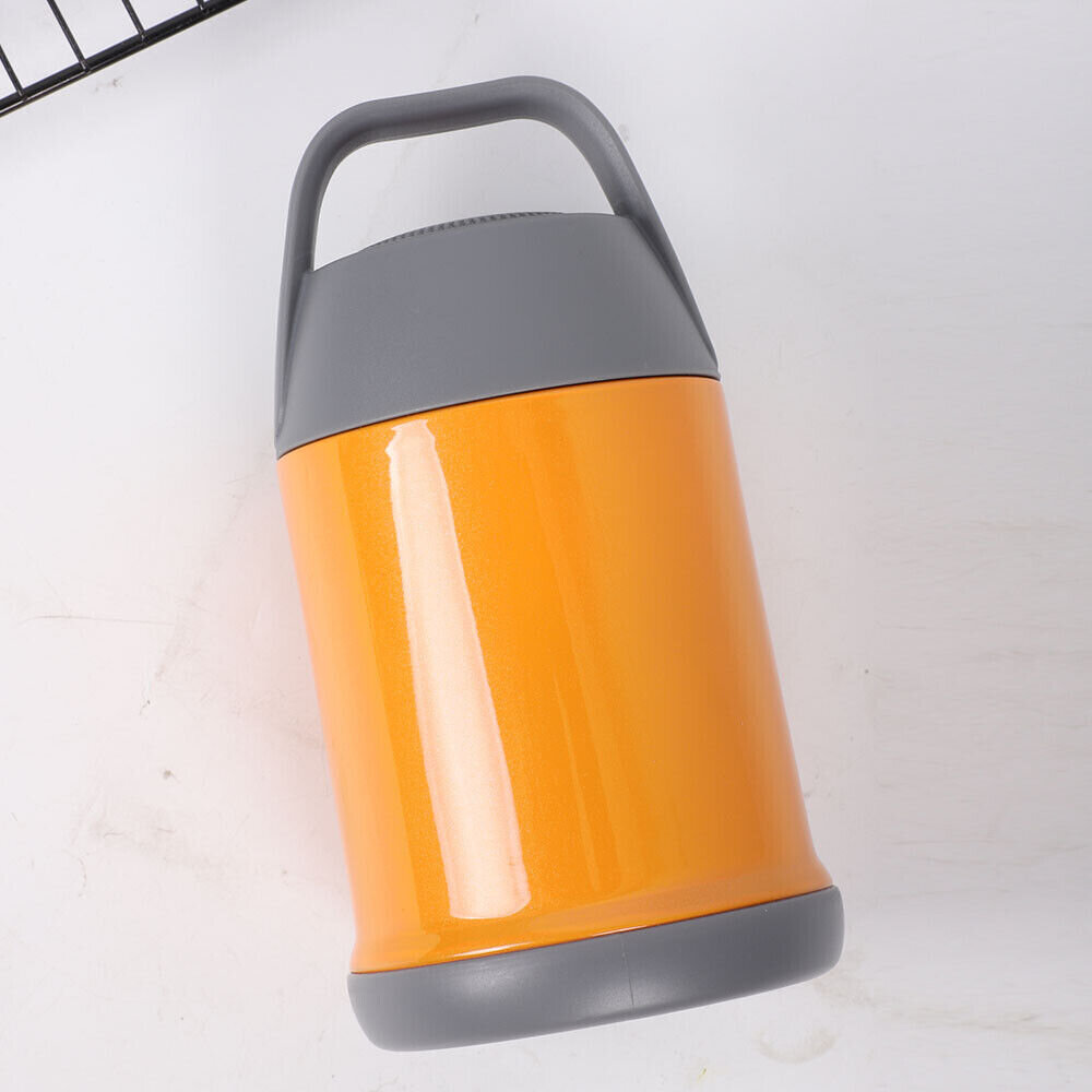 (Orange) 560ML Thermos Hot Food Flask Lunch Box Insulated Vacuum Storage